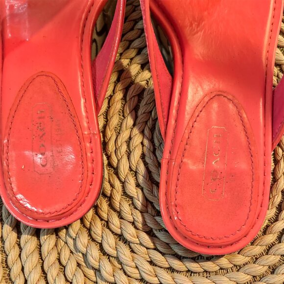 Coach Textured Strap Pink Platform Sandals - Picture 4 of 5